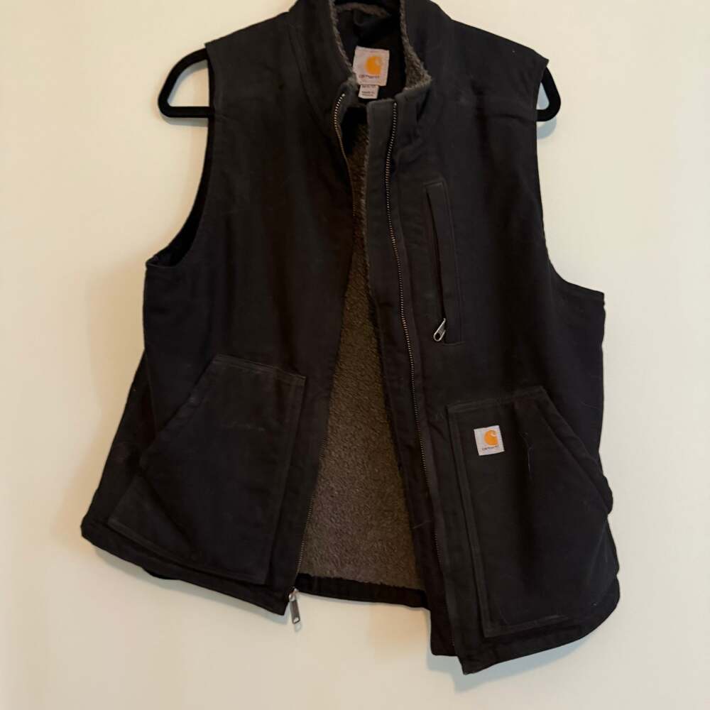 Carhartt Women's Relaxed Fit Washed Duck Sherpa-Lined Mock-Neck Vest